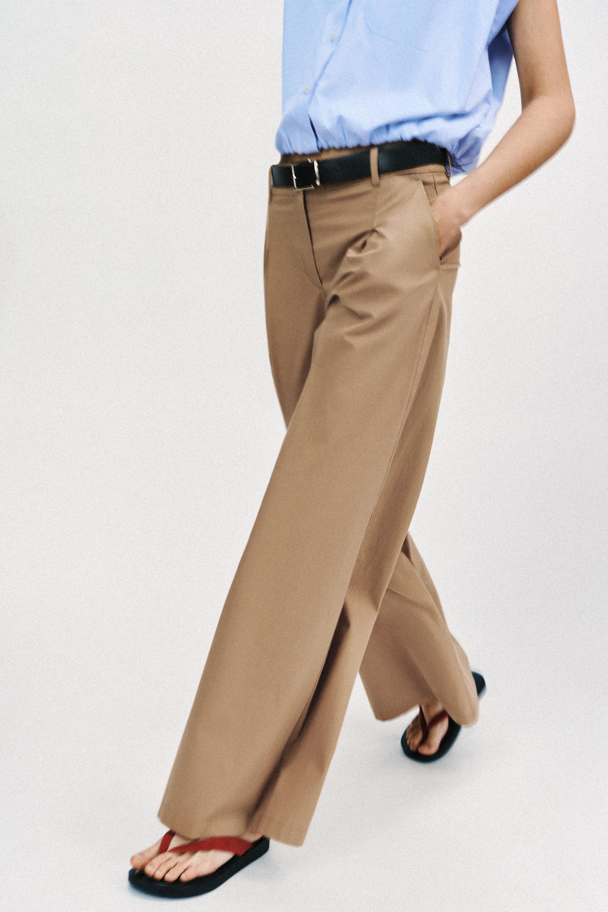WIDE LEG BELTED PANTS